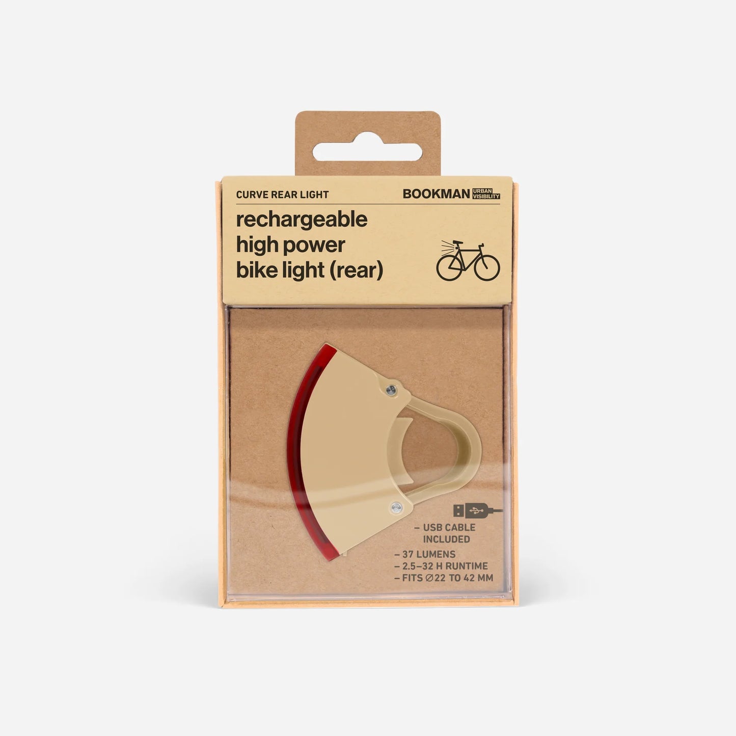 Bookman Urban Visibility Curve Rear Bike Light, Beige