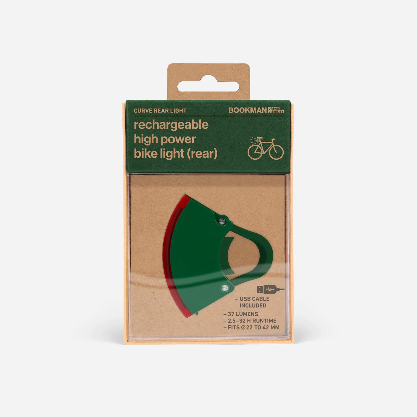 Bookman Urban Visibility Curve Rear Bike Light, Green