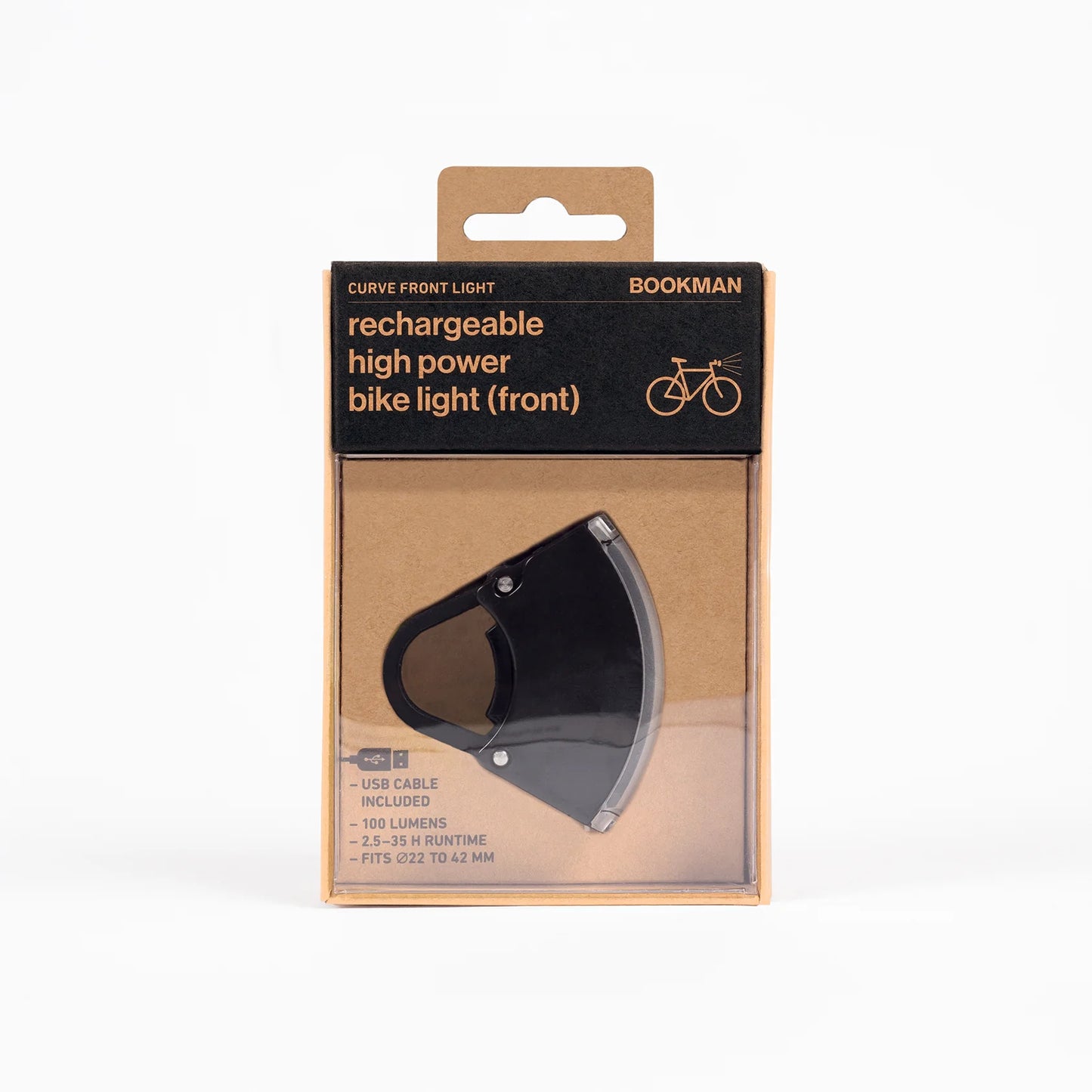Bookman Urban Visibility Curve Front Bike Light (Award-winning), Black
