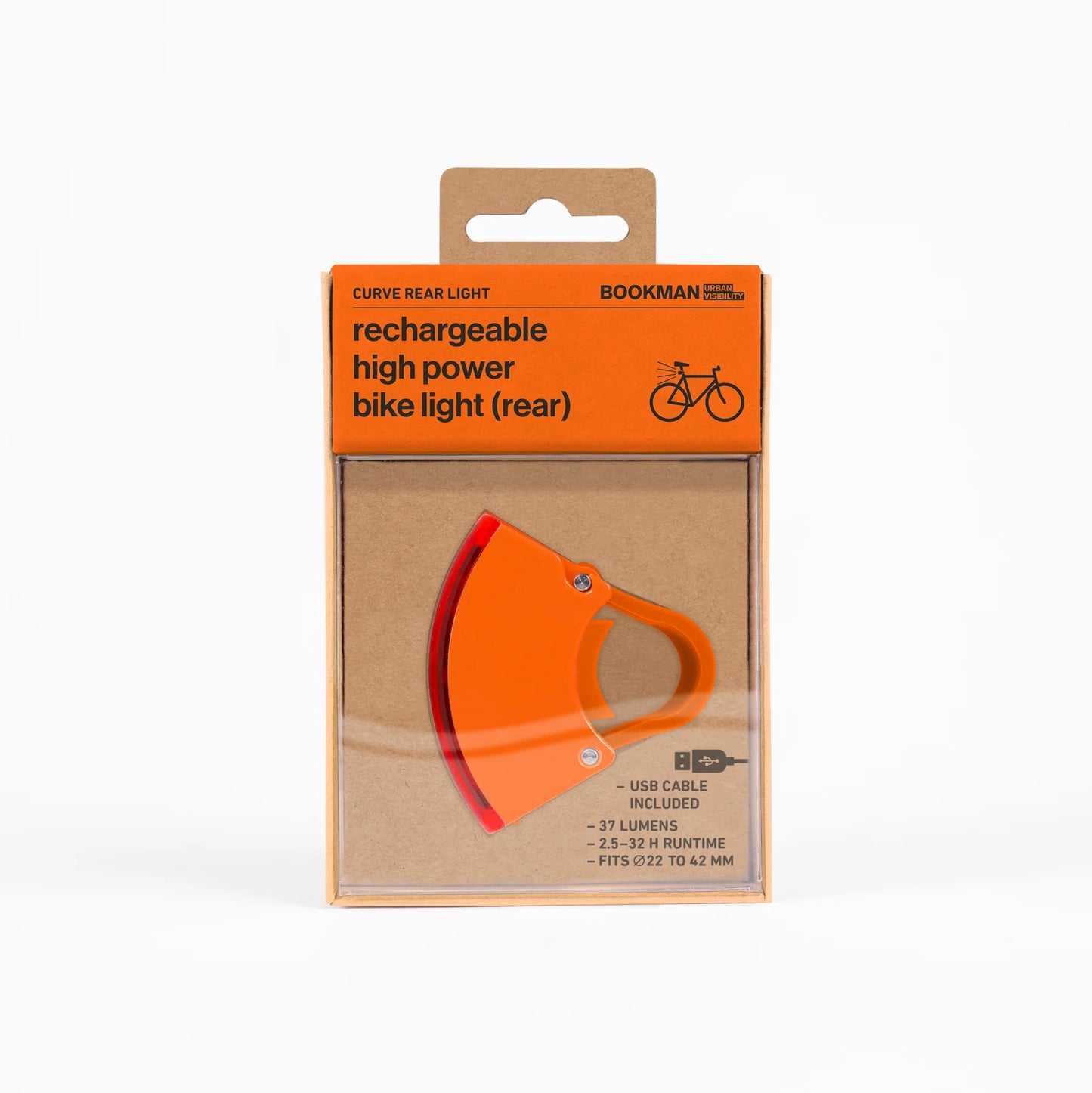 Bookman Urban Visibility Curve Rear Bike Light, Orange