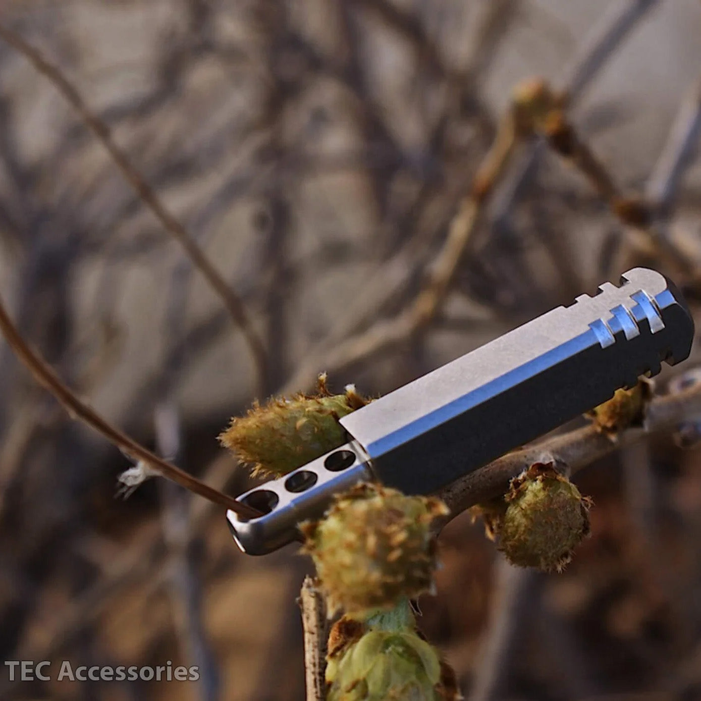 TEC-Accessoires Pixel Ti Keychain Microlight, Natural Titanium / Cool White