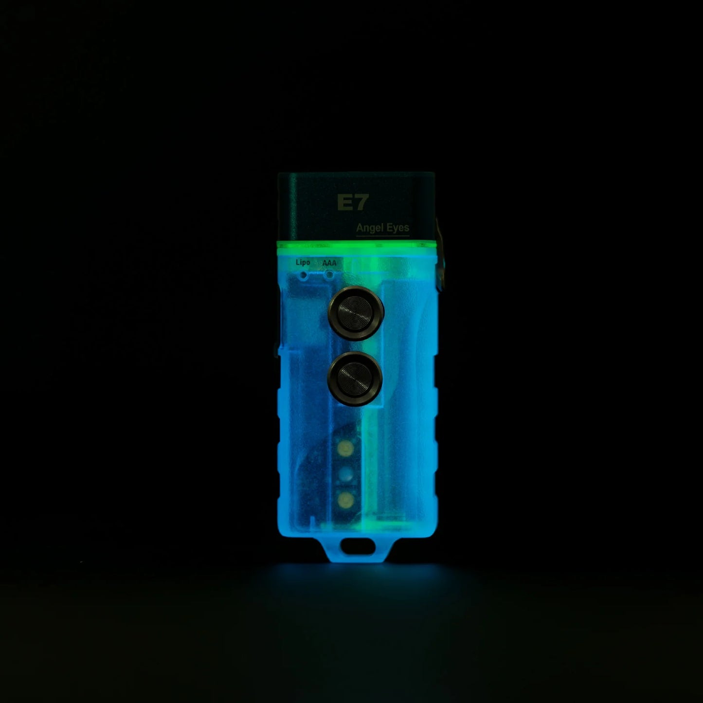 RovyVon Angel Eyes E7 GITD Blue Keychain Flashlight 6500K, White/UV/White