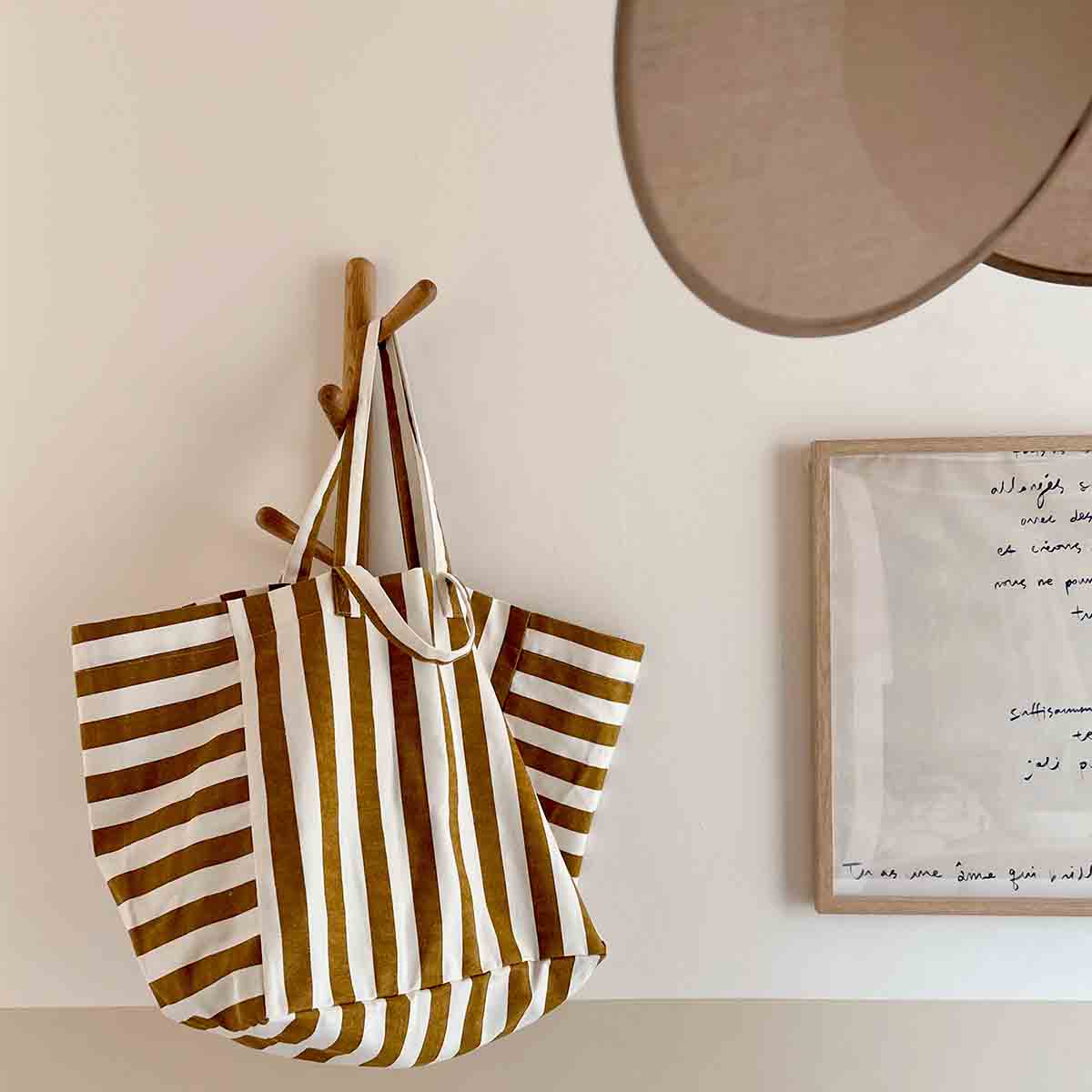 Rose in April Elisa Tote bag Stripes, Caramel
