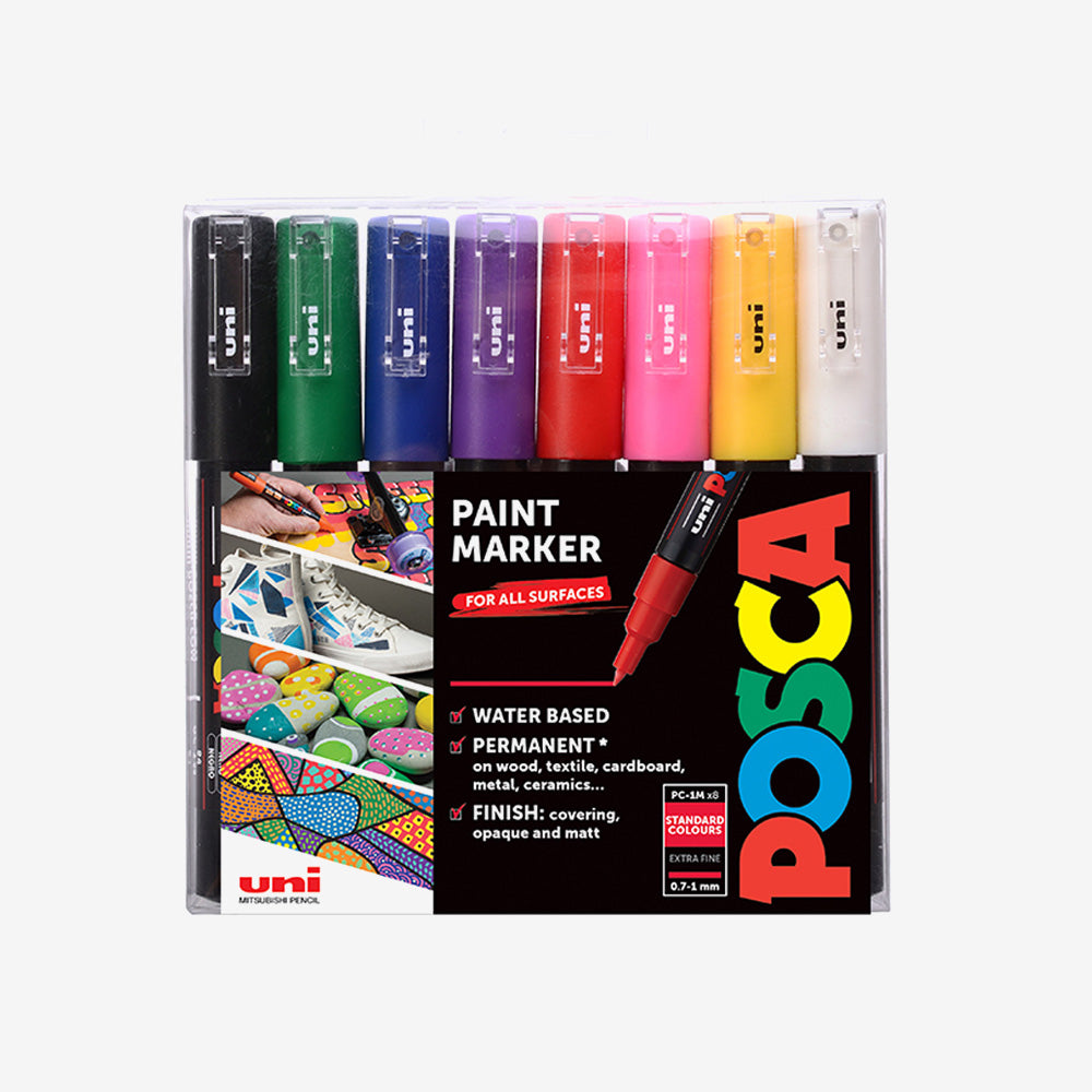 POSCA PC-1M Extra-fine, Standard 8-pakk