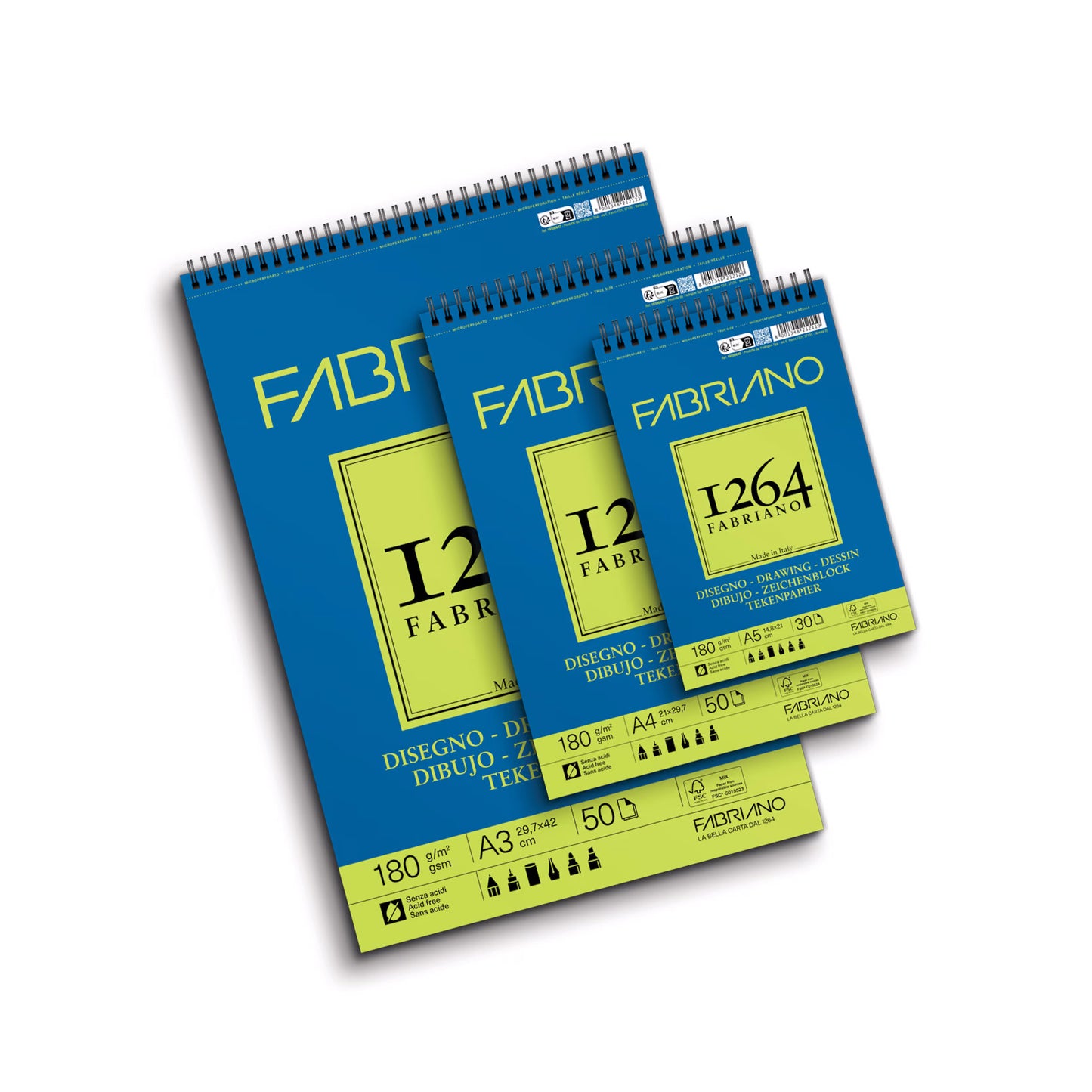 Fabriano 1264 Drawing Spiral 180g A4 (50 ark)
