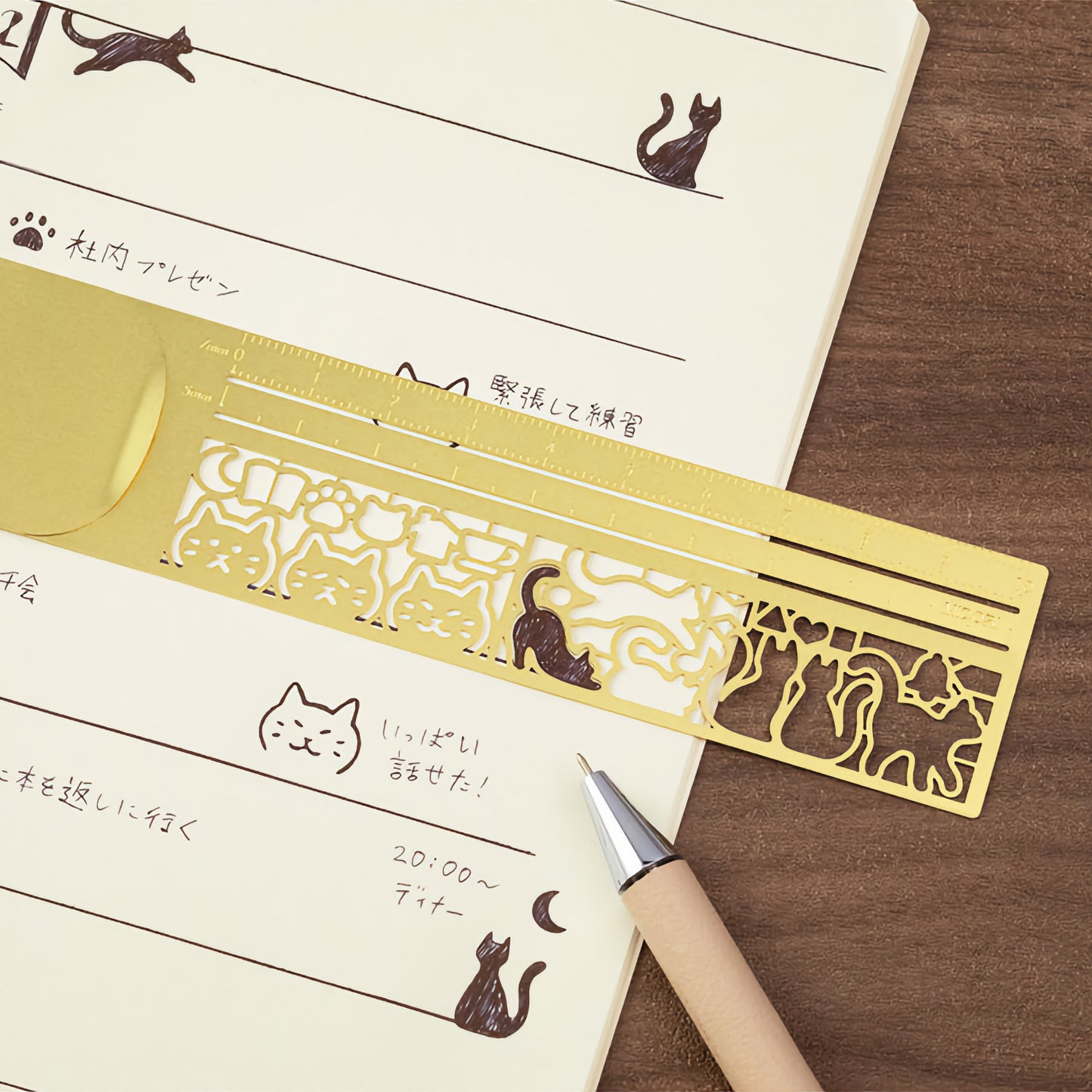 Midori Clip Ruler Brass, Cat