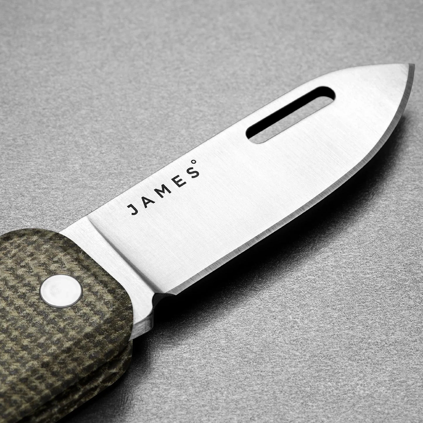 The James Brand The Elko Micarta Straight, OD Green/Stainless