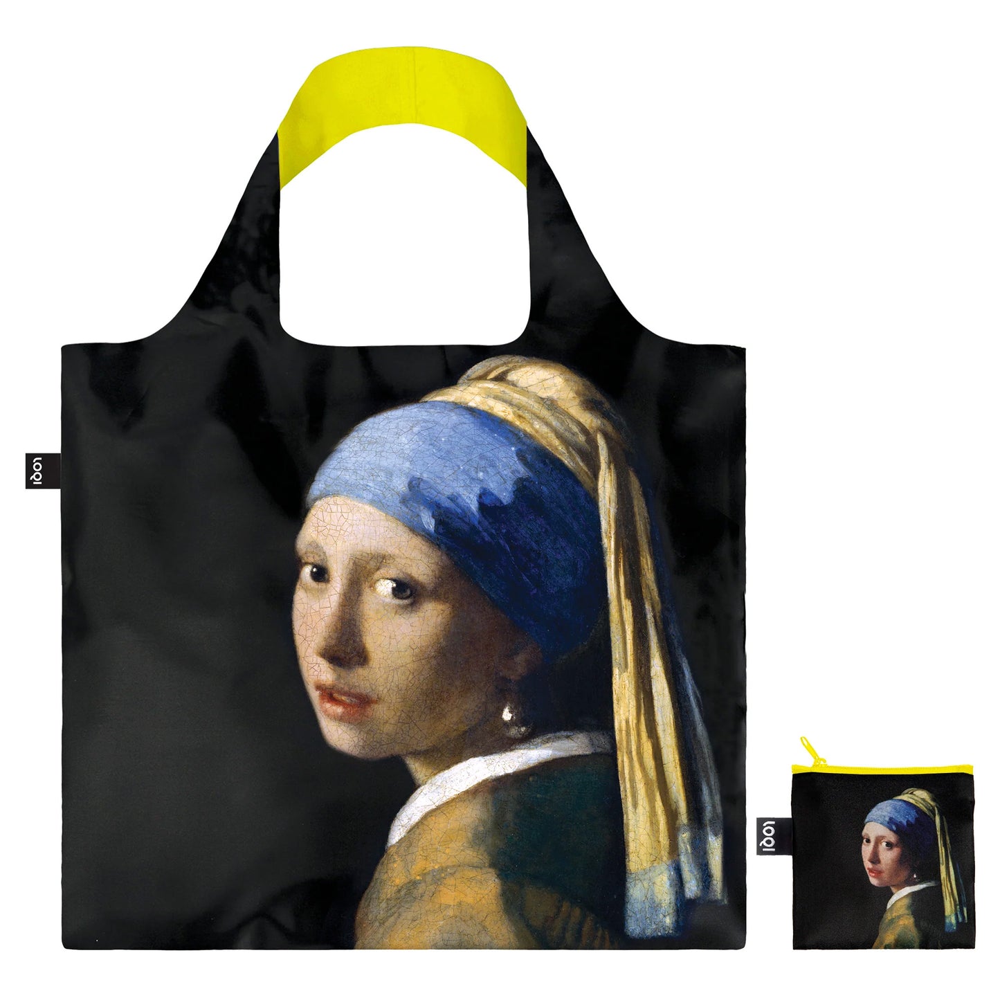 LOQI Johannes Vermeer Girl with a Pearl Earring Neon Recycled Bag