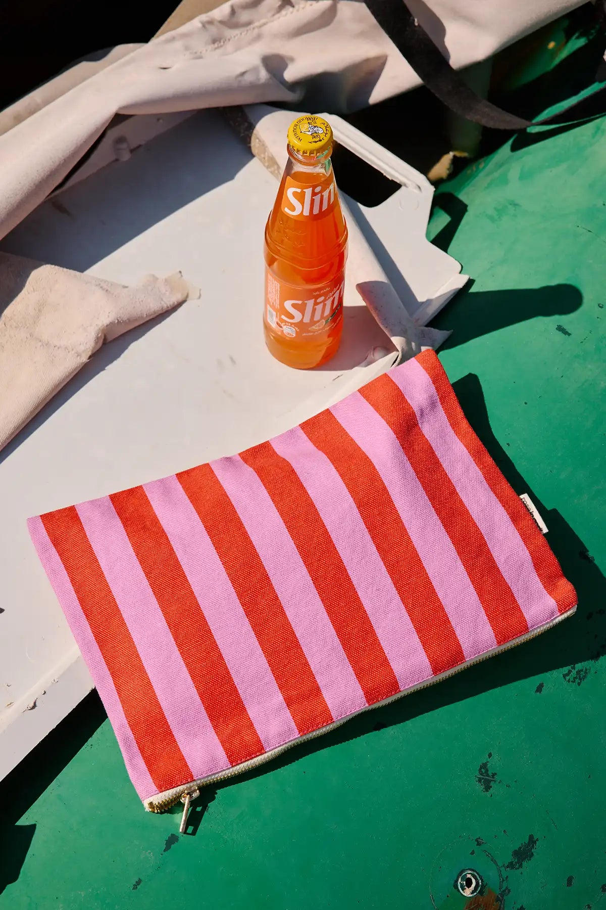 Rose in April Lili Pouch Stripes, Orchid / Red