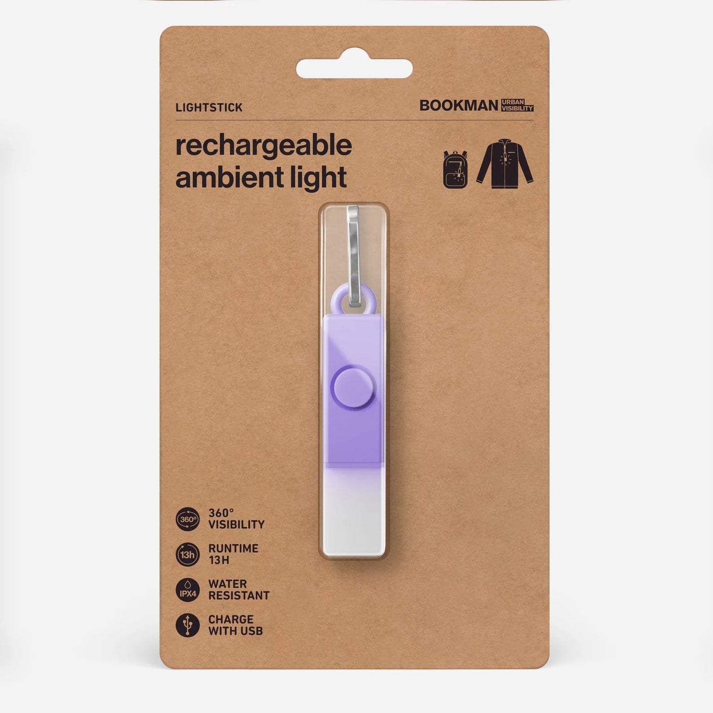 Bookman Urban Visibility Lightstick Award-winning wearable Light, Lavender