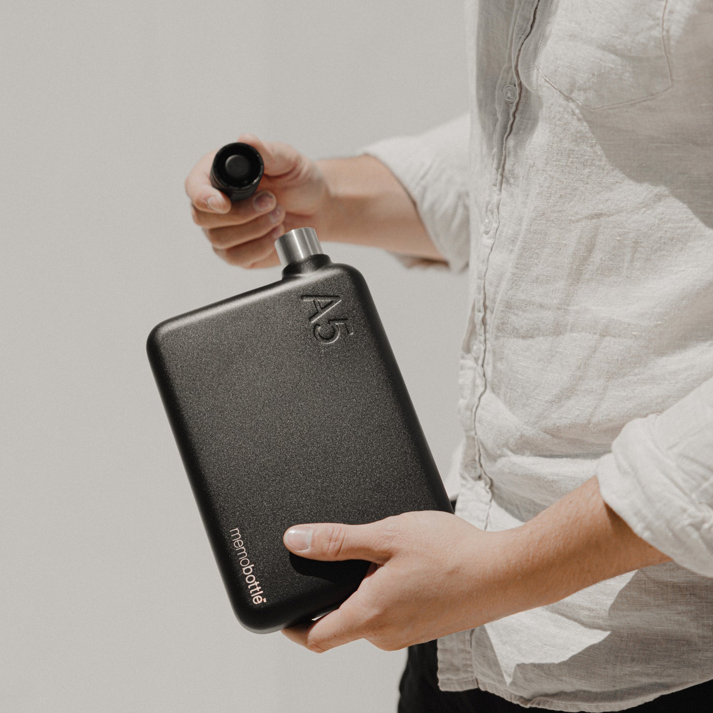 Memobottle™ A5 Stainless Steel Black, 1080ml