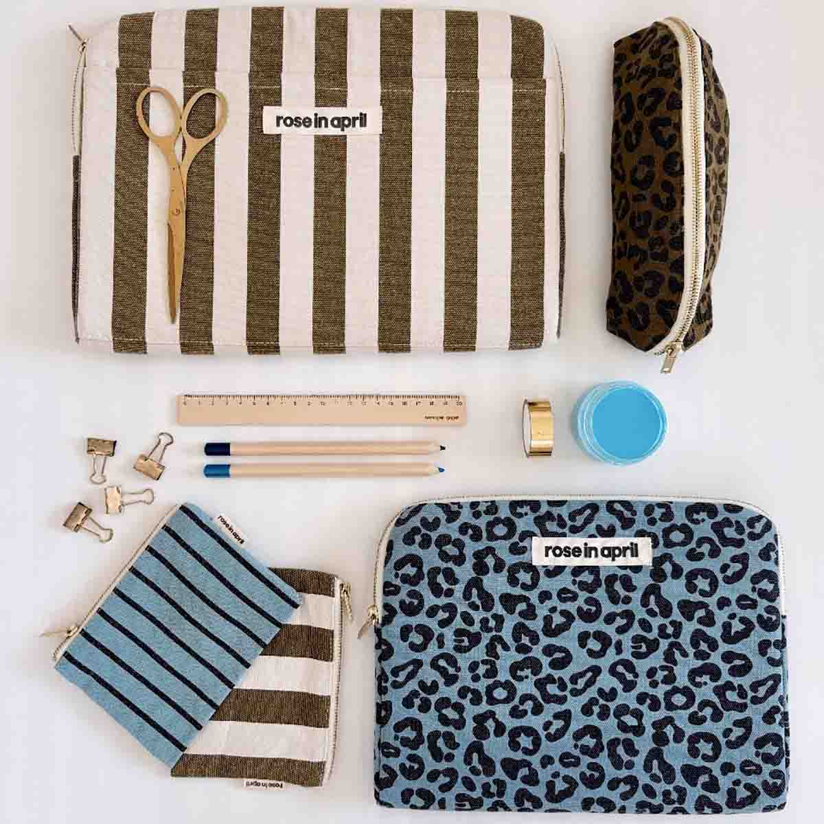 Rose in April Marie Purse Stripes, Olive / Greige