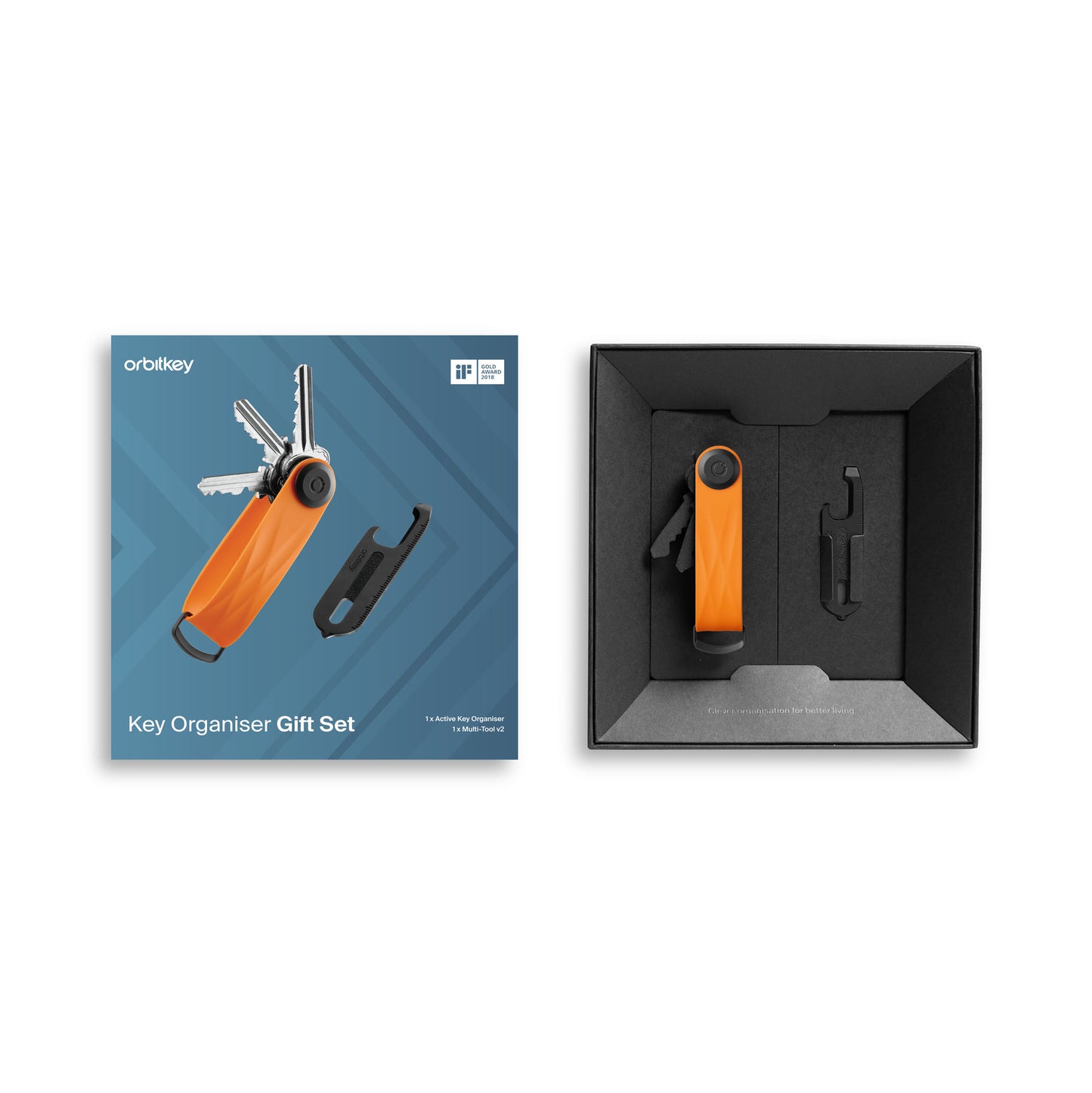 Orbitkey Key Organiser Active + Multi-Tool v2 Set, Tangerine