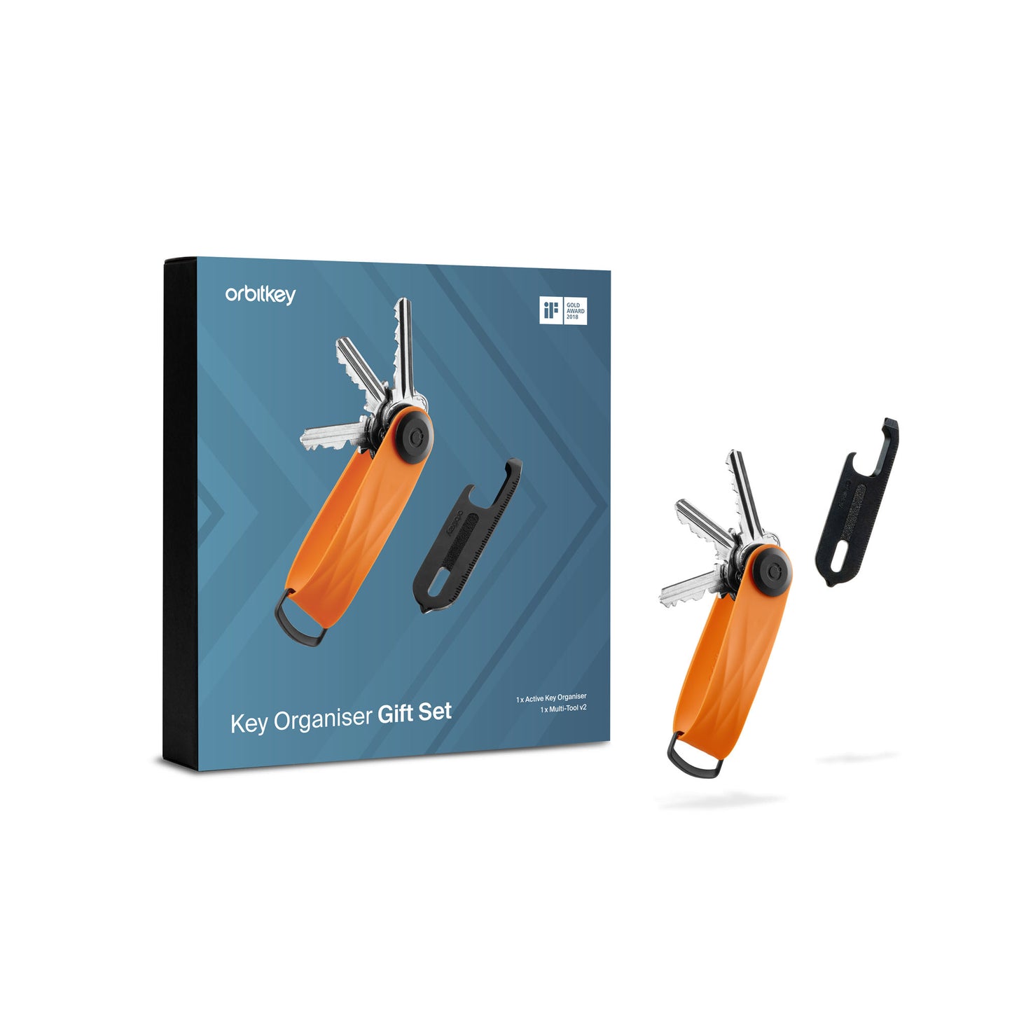 Orbitkey Key Organiser Active + Multi-Tool v2 Set, Tangerine