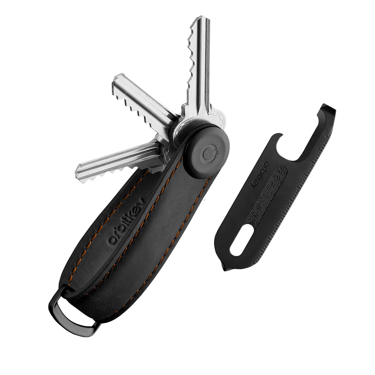 Orbitkey Key Organiser Crazy Horse + Multi-Tool v2 Set, Black/Orange