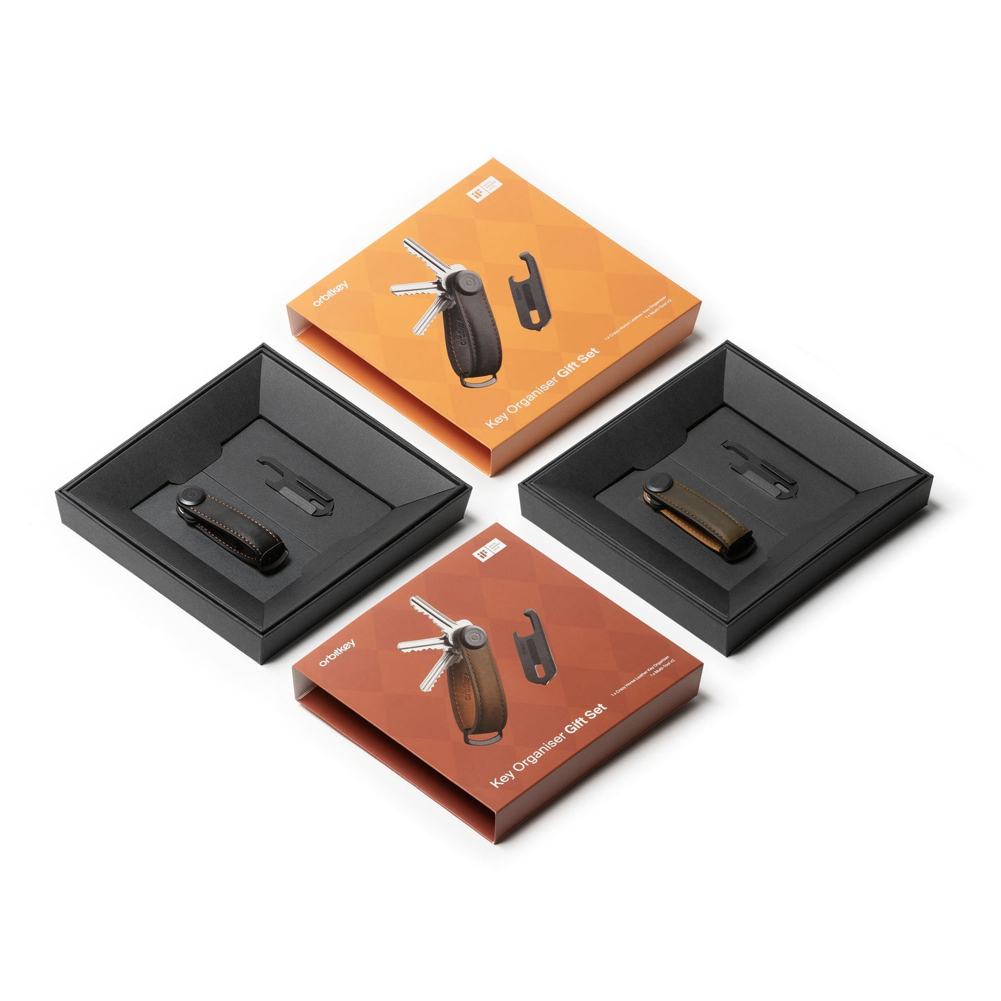 Orbitkey Key Organiser Crazy Horse + Multi-Tool v2 Set, Oak Brown/Brown