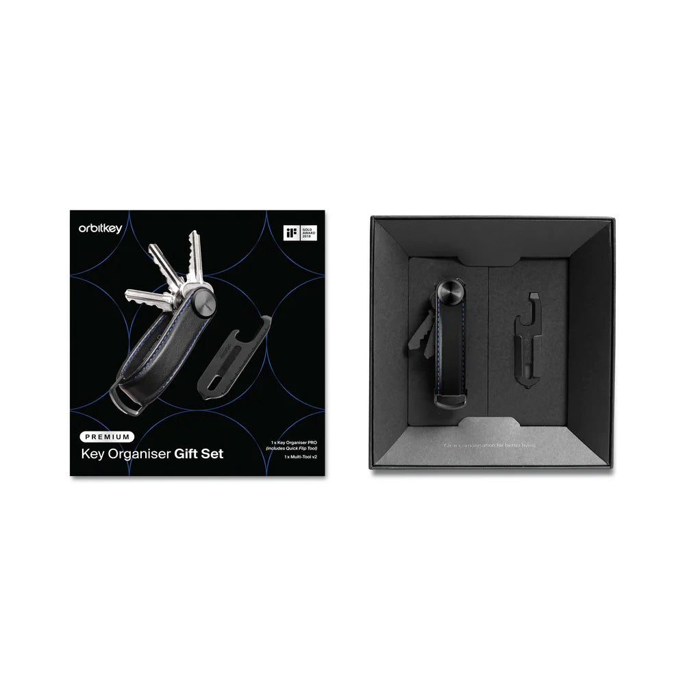 Orbitkey Key Organiser Pro + Multi-Tool v2 Set, Black/Blue