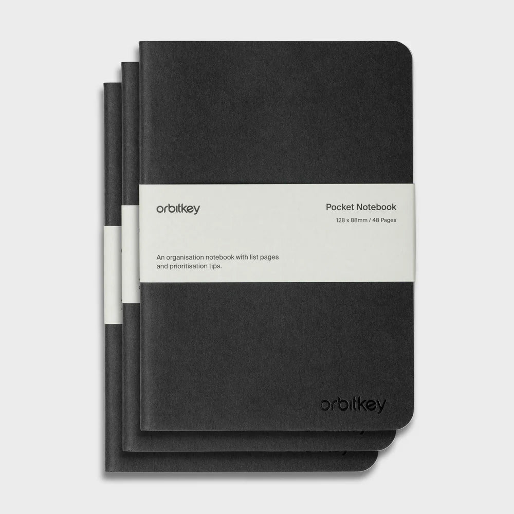 Orbitkey Organisation Pocket Notebook Black, 3-Pack