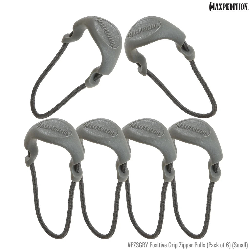 Maxpedition PZL Positive Grip Zipper Pulls (Pack of 6) Small, Gray