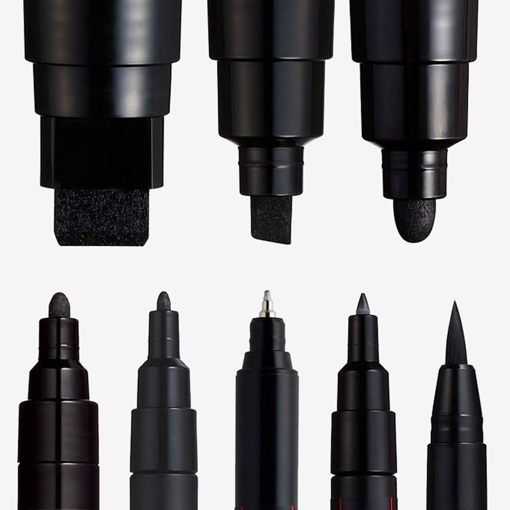 POSCA 8 Nib Sizes, All Black 8-pakk