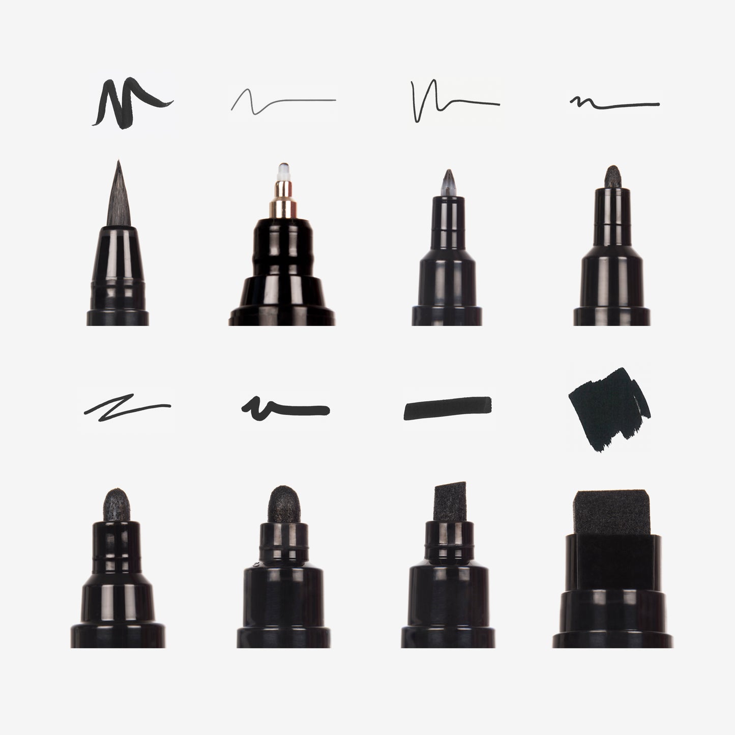 POSCA 8 Nib Sizes, All Black 8-pakk