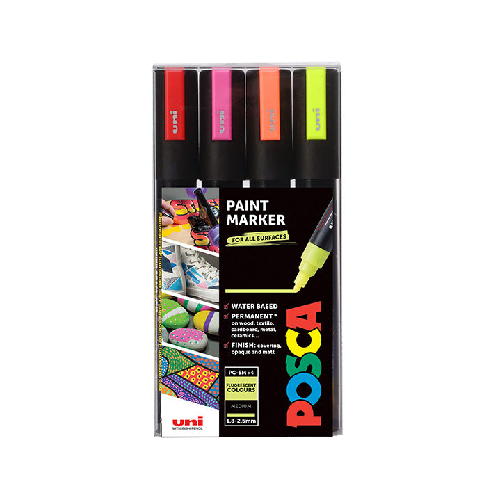 POSCA PC-5M Medium, Fluorecent/Neon 4-pakk