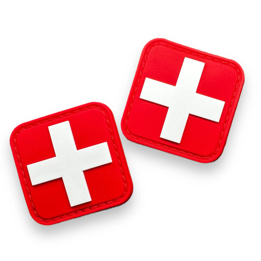 CountyComm Intense Red "First Aid" 1.5'X1.5" PVC Patch, 2 Pack