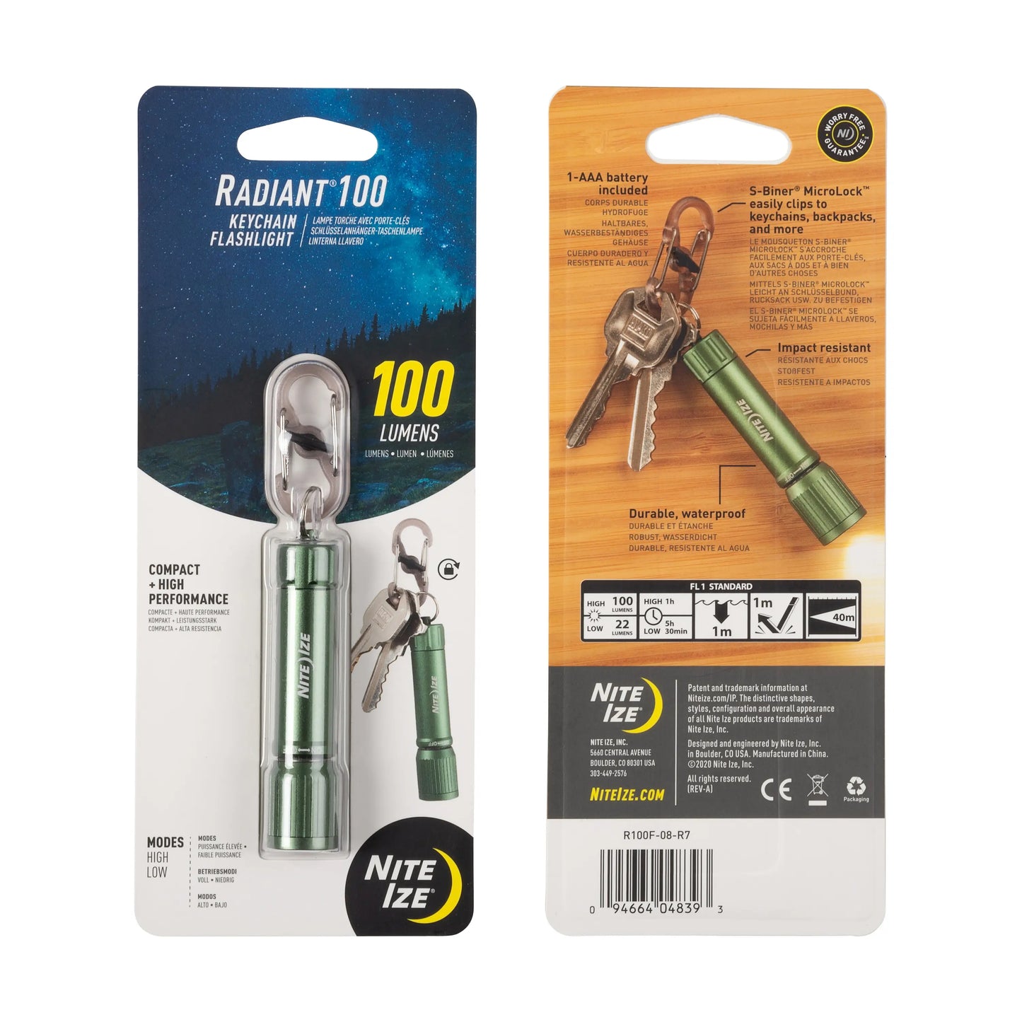 Nite Ize Radiant® 100 Keychain Flashlight, Olive