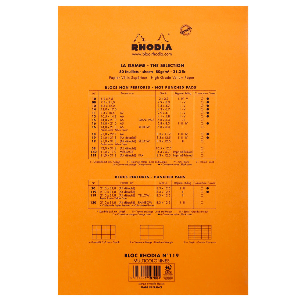 Rhodia Audit Head Stapled Yellow Pad No.119 A4+