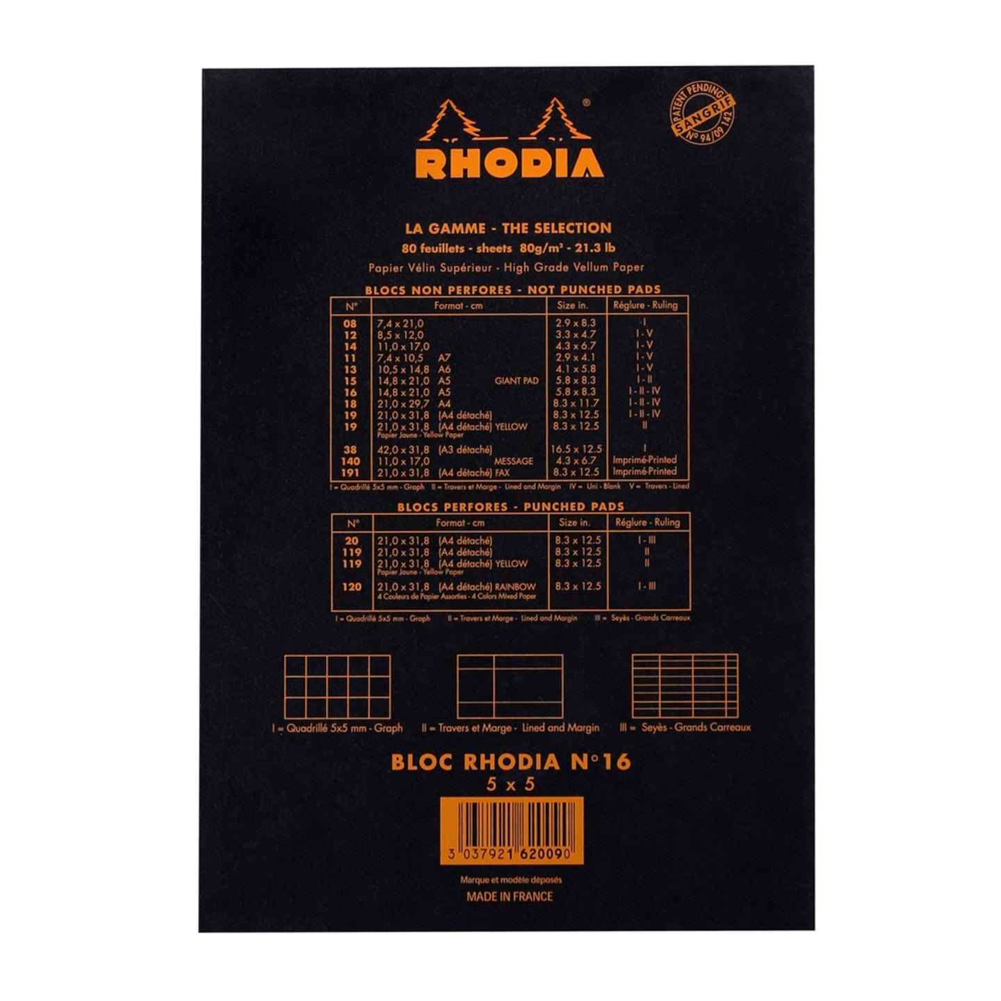 Rhodia Head Stapled Pad No.16 A5, Squared