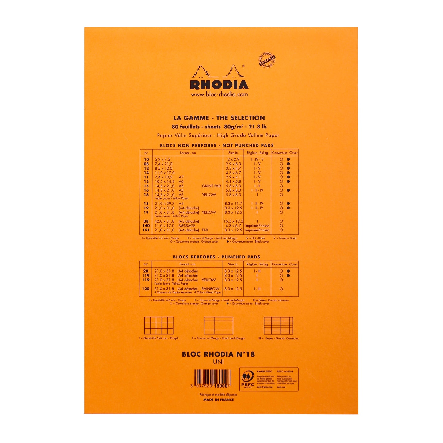 Rhodia Head Stapled Pad No.18 A4, Blank