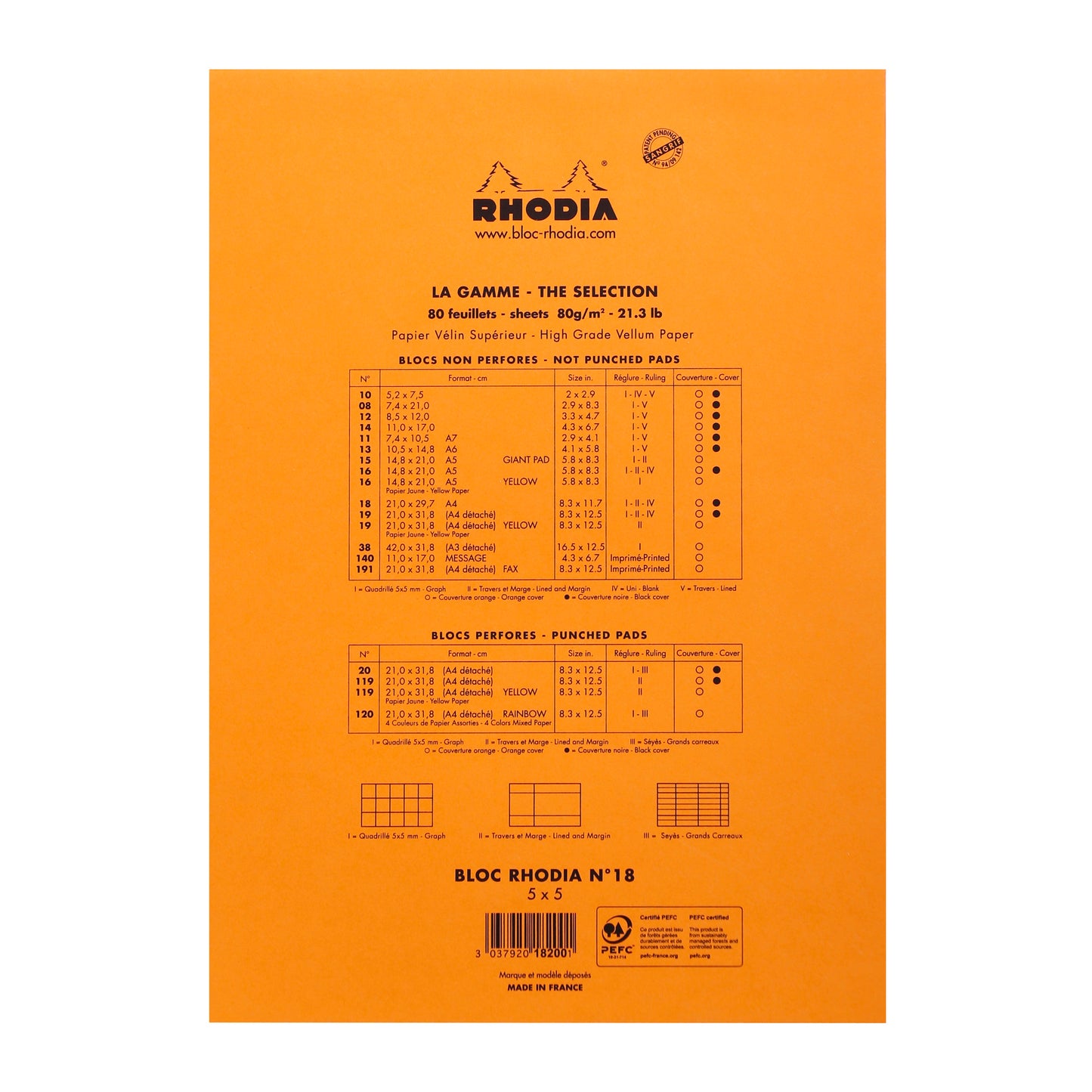 Rhodia Head Stapled Pad No.18 A4, Squared