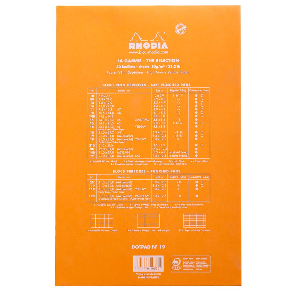 Rhodia Head Stapled Pad No.19 A4+, Dot Pad