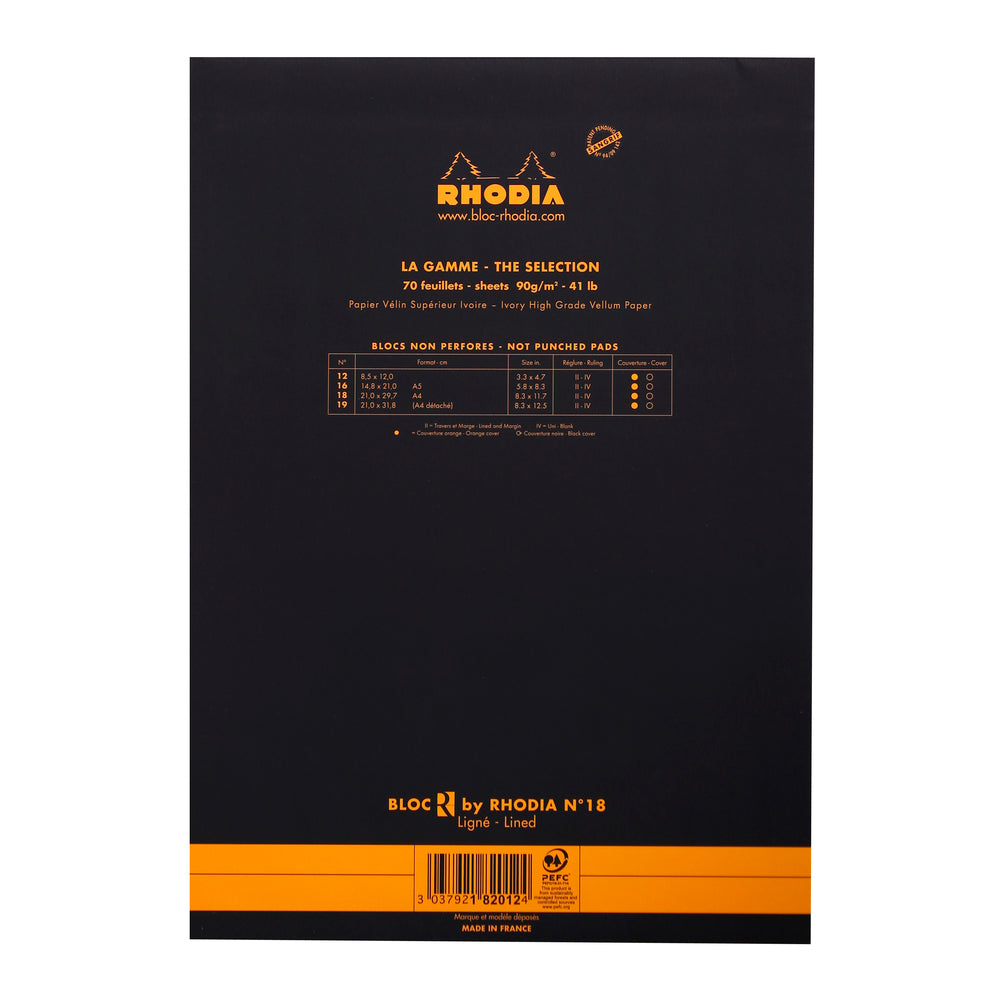 Rhodia Le R Stapled Pad No.18 A4, Lined