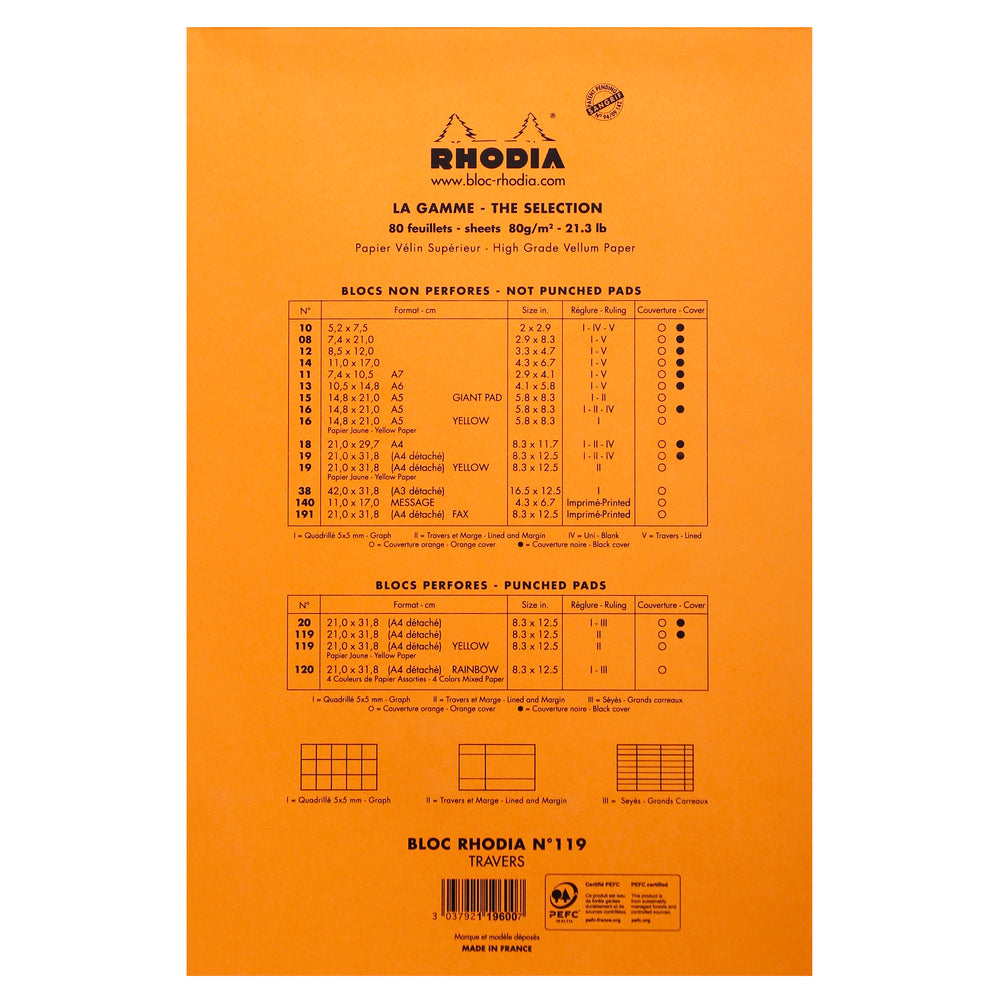 Rhodia Punched Stapled Pad No.20, Lined