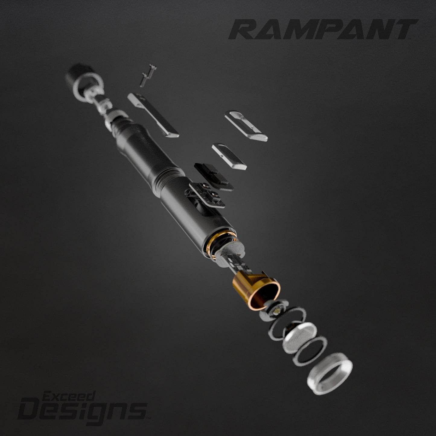 Exceed Designs RAMPANT™ R8 EDC Flashlight (Works Edition BRONZE Ti ANO Clip + Button + Bezel + Jet-Black Aluminum) 1300+ LUMENS Nichia 519A