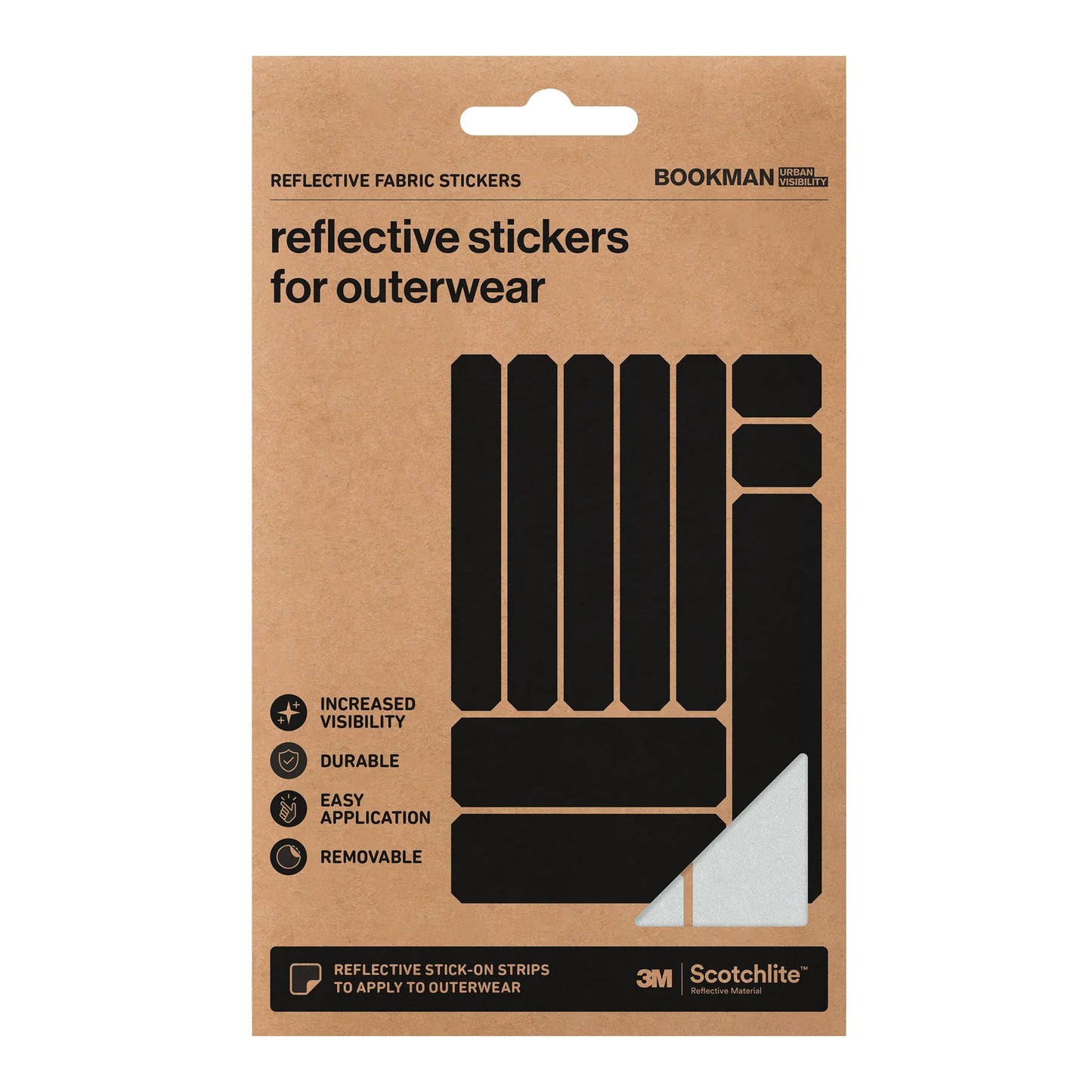 Bookman Urban Visibility Reflective Fabric Stickers Strips, Silver