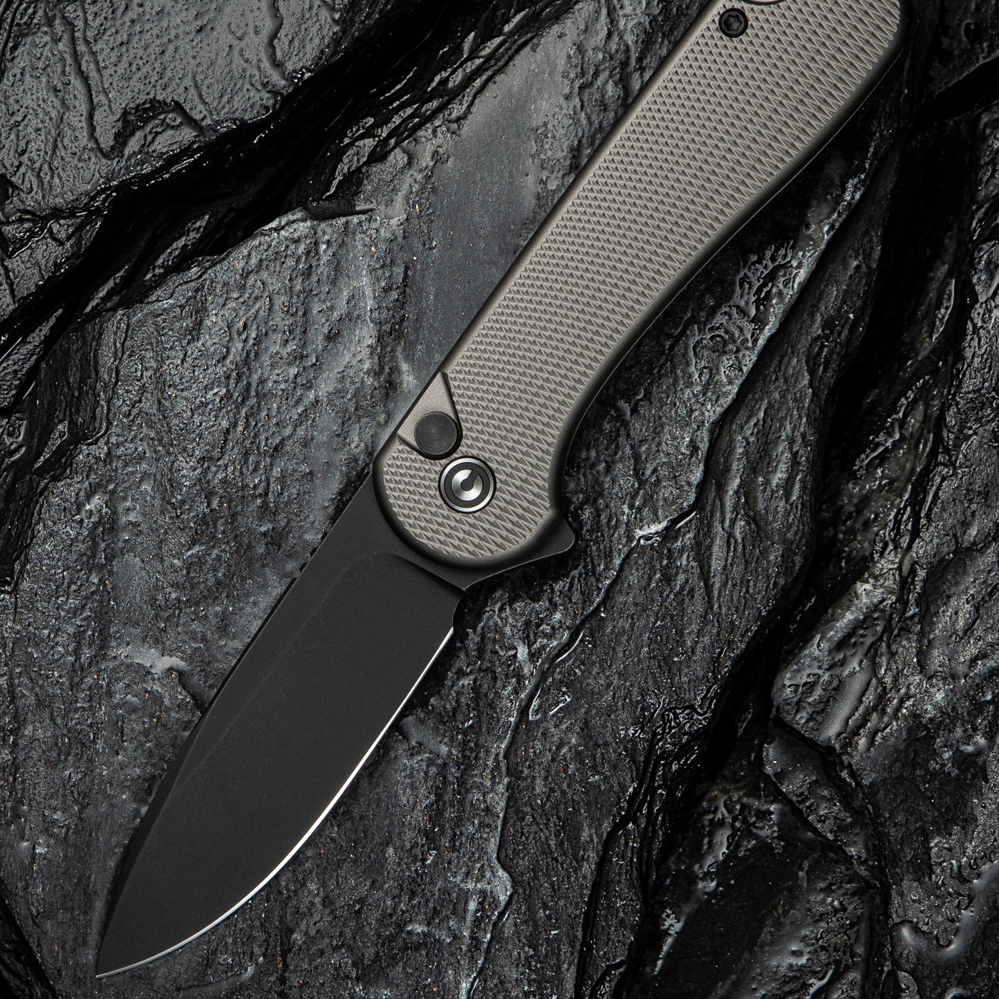 Civivi Button Lock Elementum II, Diamond Patterned Gray/Black Stonewashed