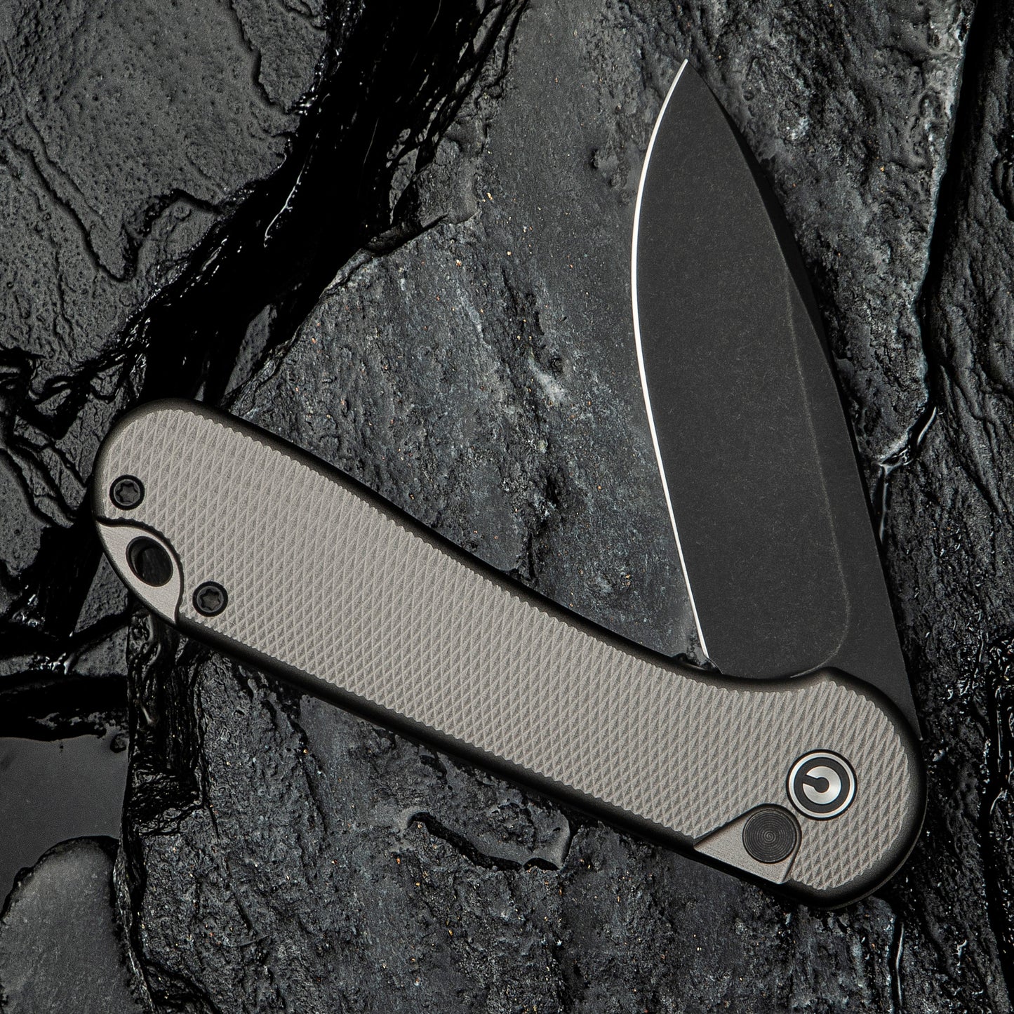 Civivi Button Lock Elementum II, Diamond Patterned Gray/Black Stonewashed