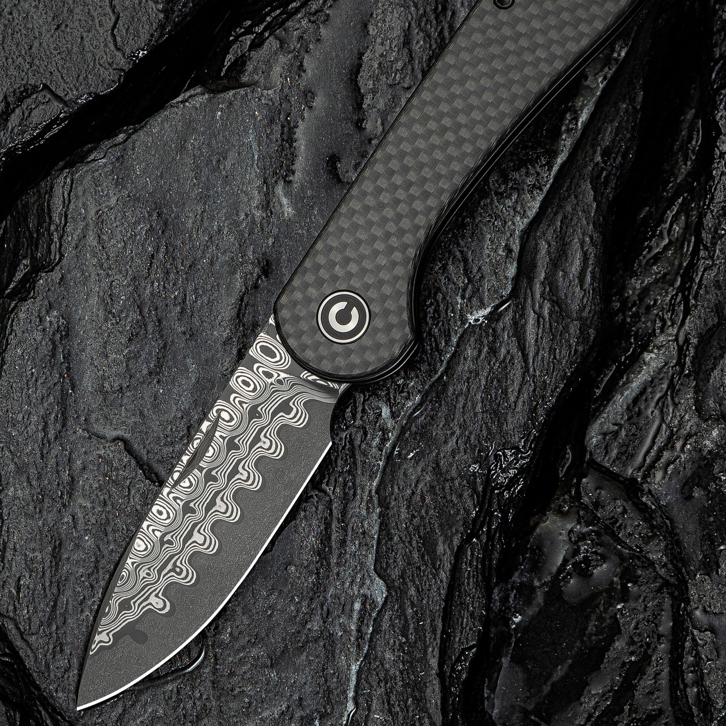 Civivi Elementum Slip Joint, Twill Carbon Fiber / Damascus