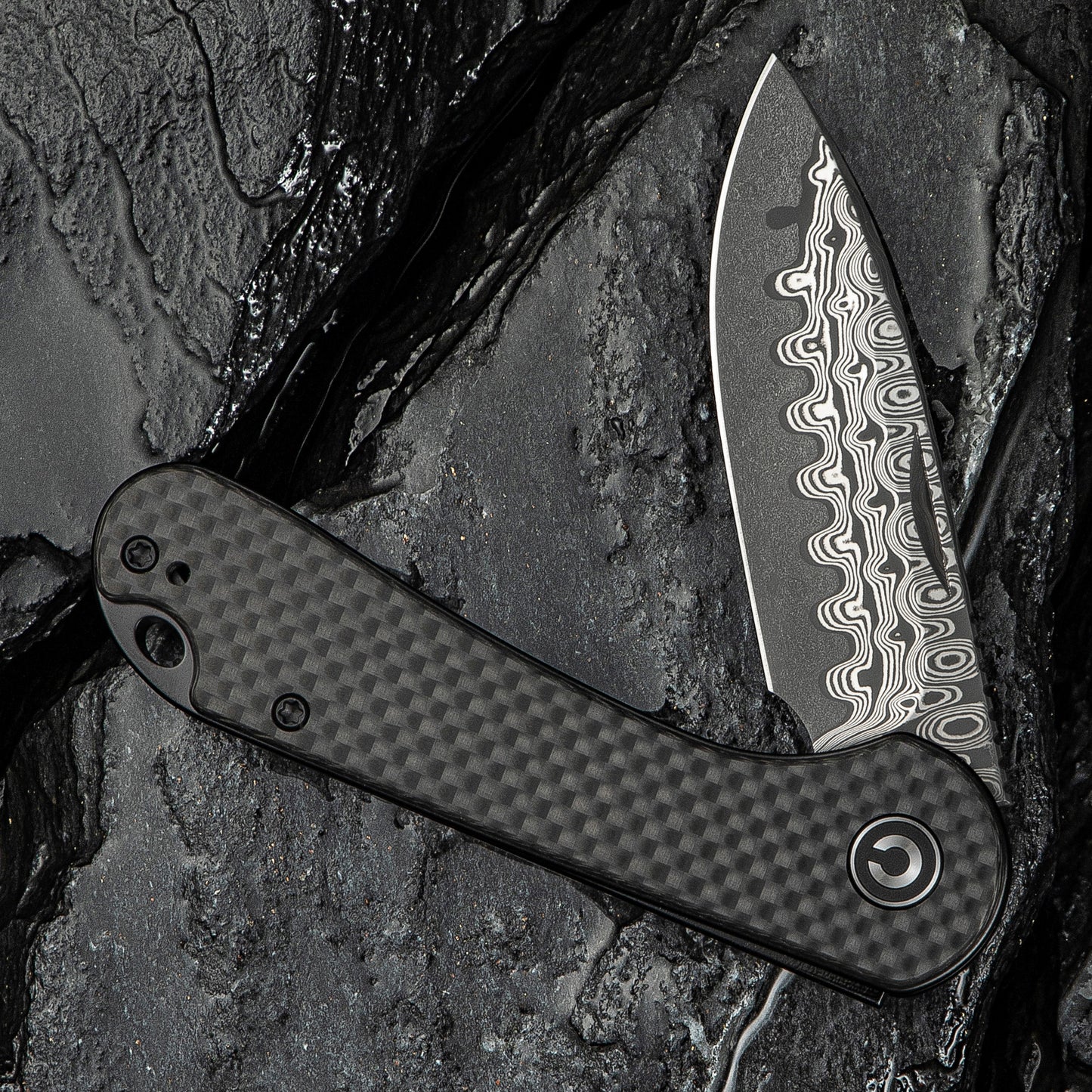 Civivi Elementum Slip Joint, Twill Carbon Fiber / Damascus