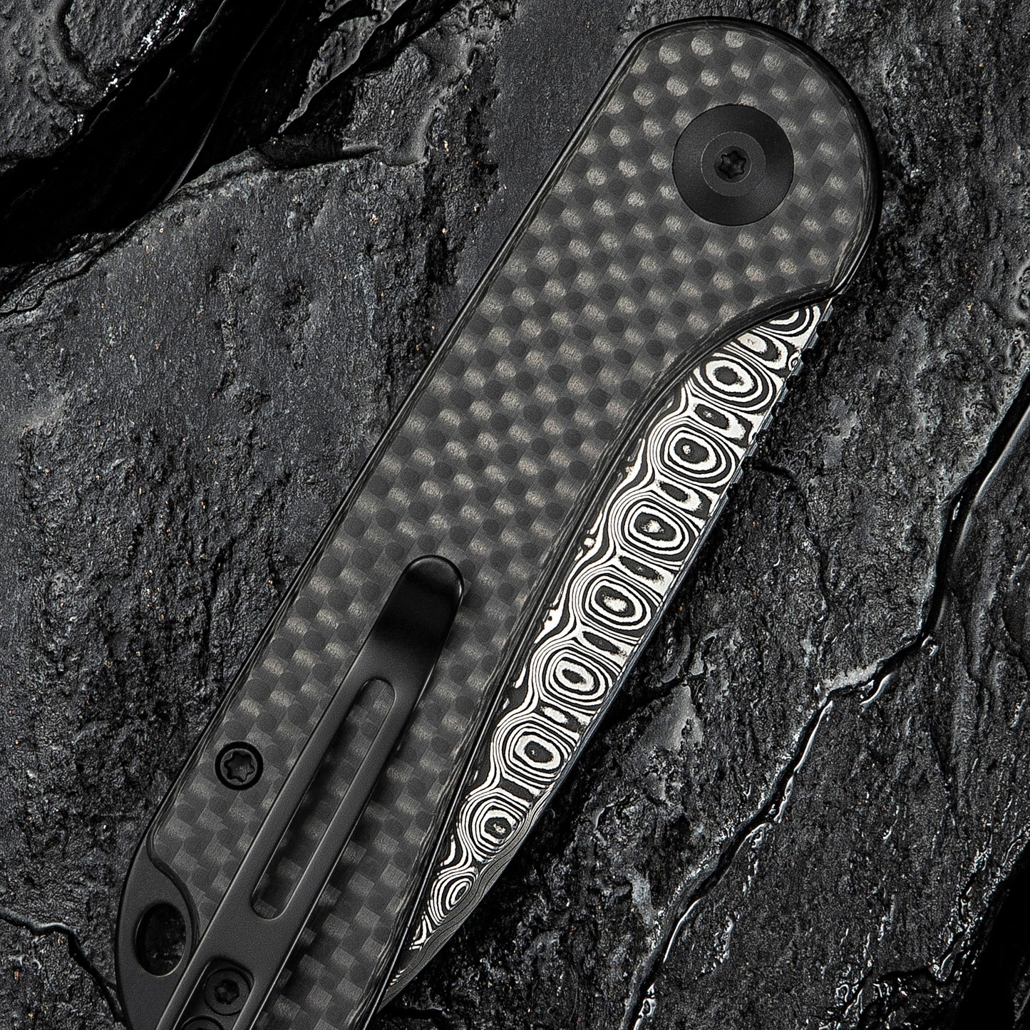 Civivi Elementum Slip Joint, Twill Carbon Fiber / Damascus