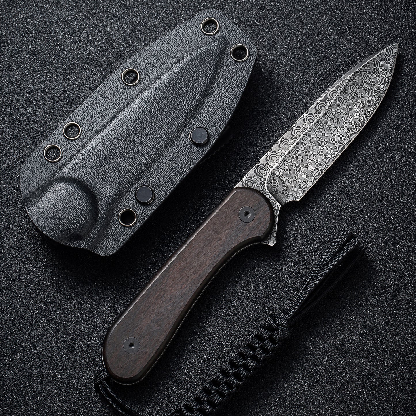 Civivi Fixed Blade Elementum, Black Ebony Wood / Damascus