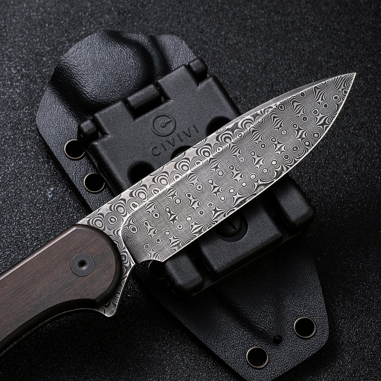 Civivi Fixed Blade Elementum, Black Ebony Wood / Damascus