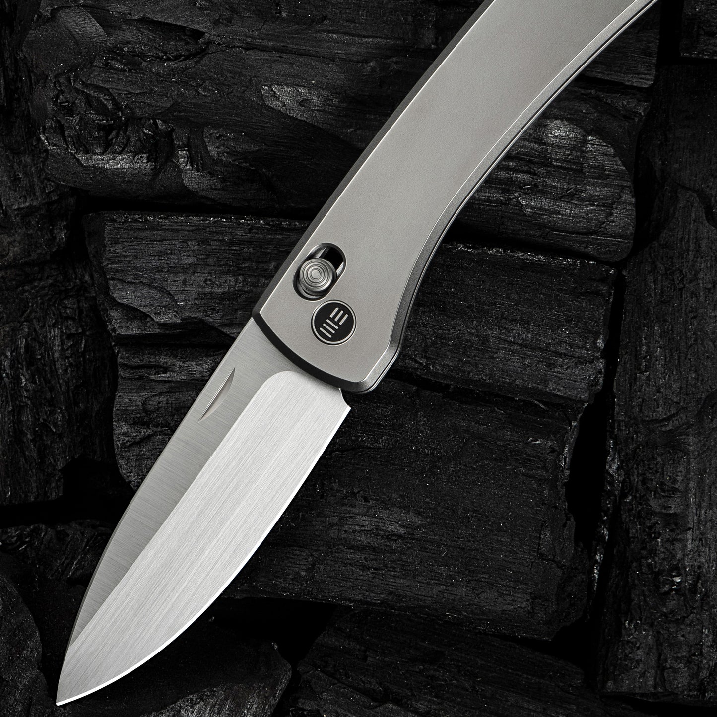 WEKNIFE Nightblade, Polished Bead Blasted Titanium / Hand Rubbed Satin
