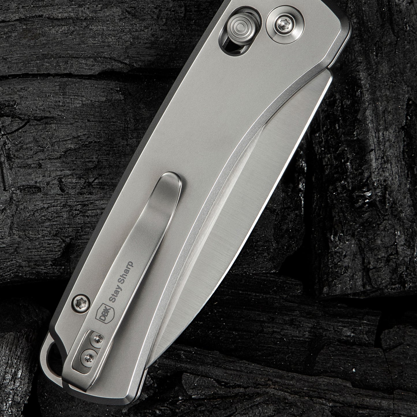 WEKNIFE Nightblade, Polished Bead Blasted Titanium / Hand Rubbed Satin