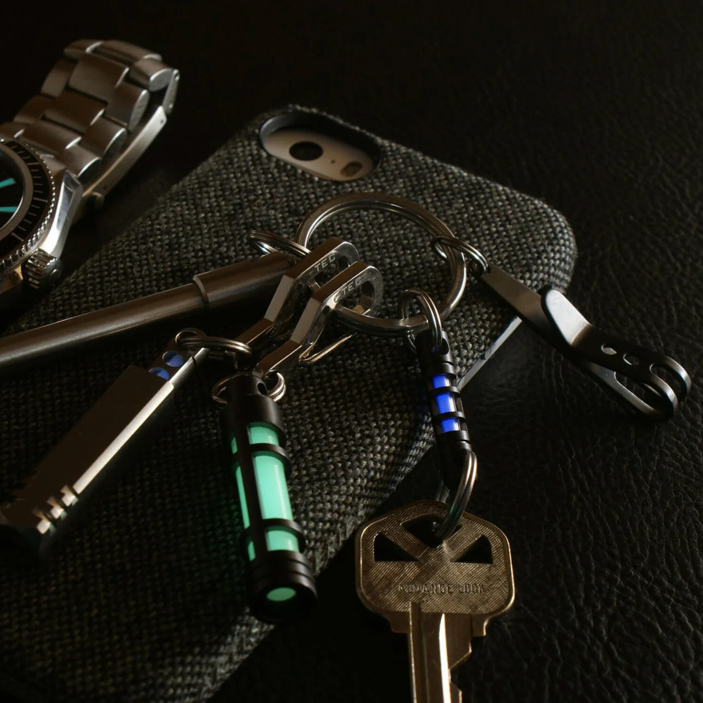 TEC-Accessoires TEC-S3 Stainless Steel Embrite™ Glow Fob, Bead Blasted Stainless Steel