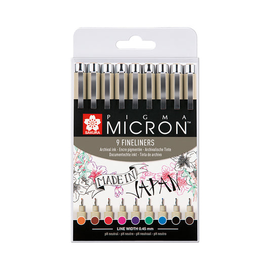 Sakura Pigma Micron 05 Colours, 9-sett