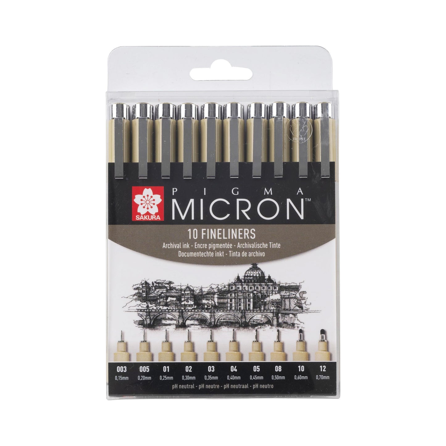 Sakura Pigma Micron Black, 10-sett
