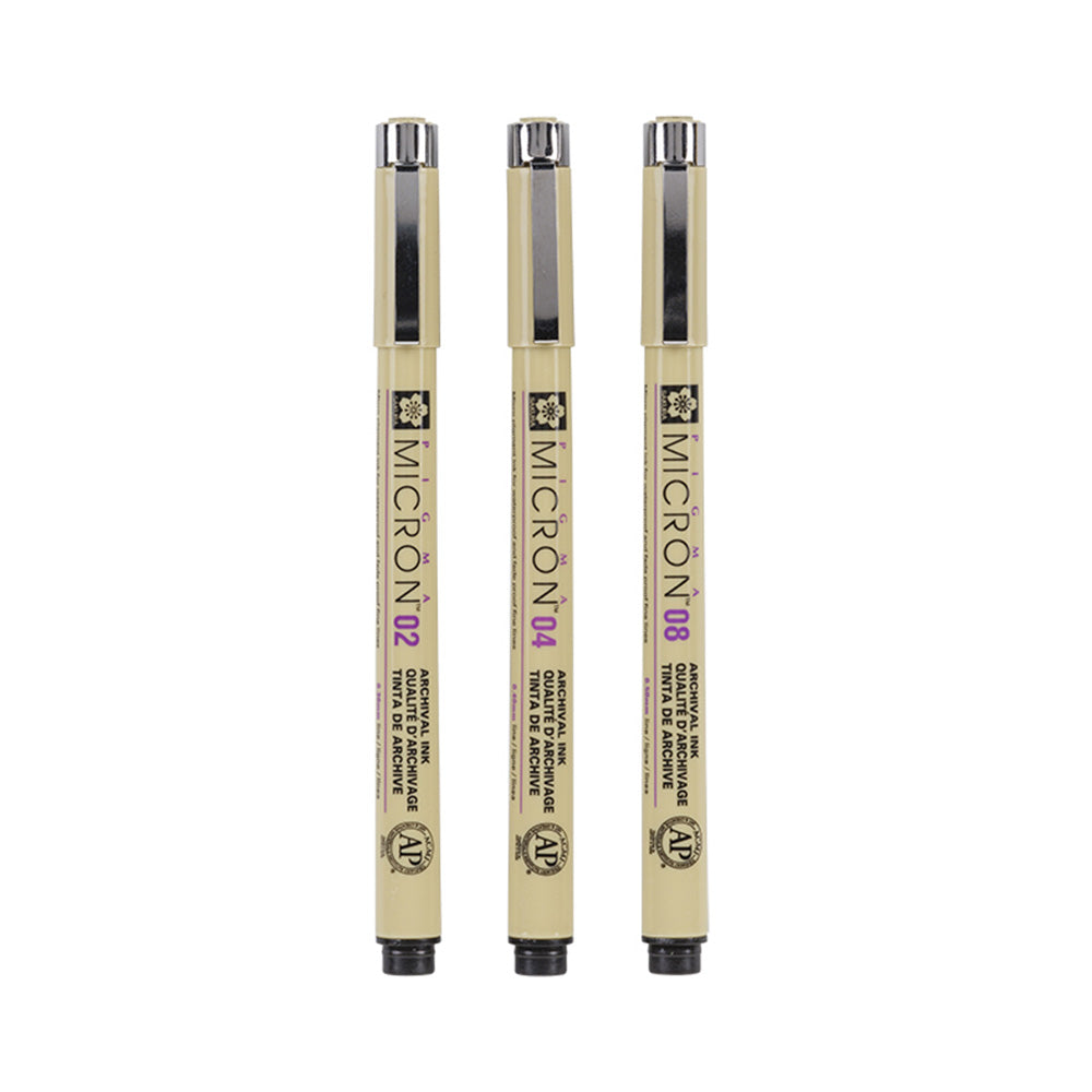 Sakura Pigma Micron Black, 3-sett